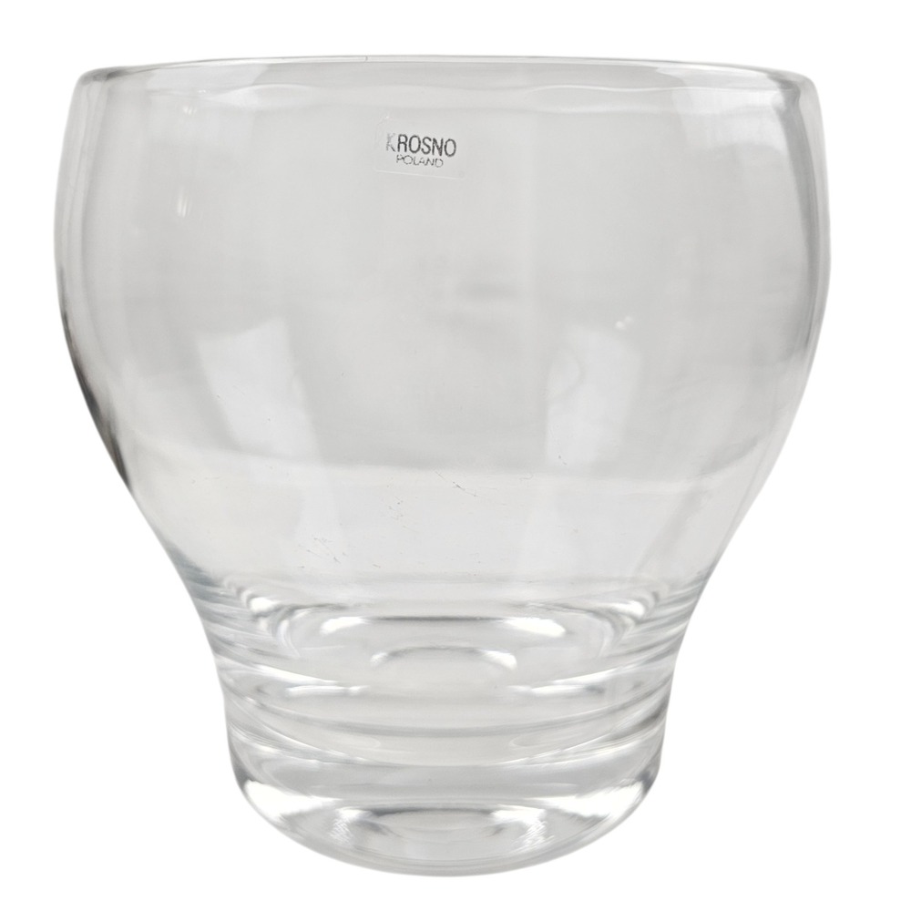 Krosno Poland Clear Glass Bulbous Hand Blown Decorative Bowl Weighted Base